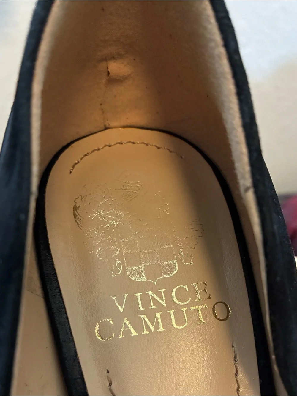 Vince Camuto Black Suede Round-Toe Pumps